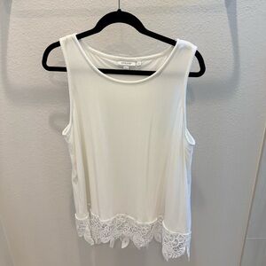 Chico's White Tank Top with Lace Detail. Size 3.